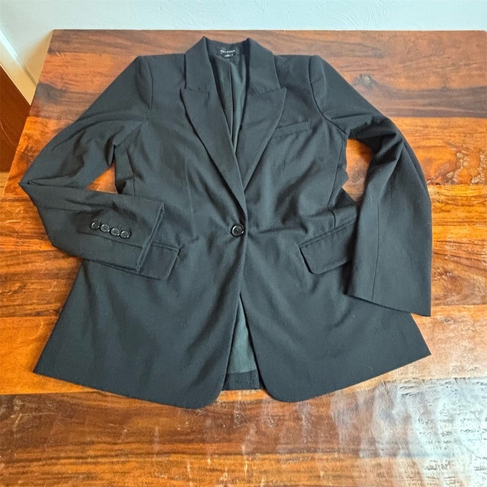 Halogen Blazer Jacket Womens Size 4 Black One-Button Notch Lapel Lined‎